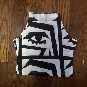 American Apparel Black and White Graphic Crop Top